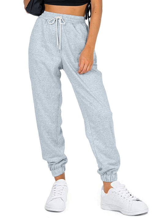 AUTOMET Women's Cinch Bottom Sweatpants Athletic Joggers Lounge Pants with Pockets Grey XS