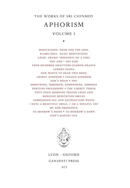 Sri Chinmoy: Aphorisms I - Hardcover