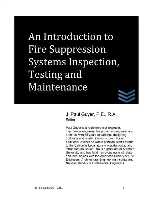 An Introduction to Fire Suppression Systems Inspection, Testing and Maintenance - Paperback