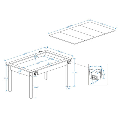 [63X40-Inch] Premium 2-In-1 Multifunctional Board Game Table For 4–6 Players (SAK84513)