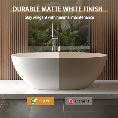 Nuvia Virella 65-Inch Luxury Freestanding Soaking Bathtub With Overflow And Pop-Up Drain (SAK69451)