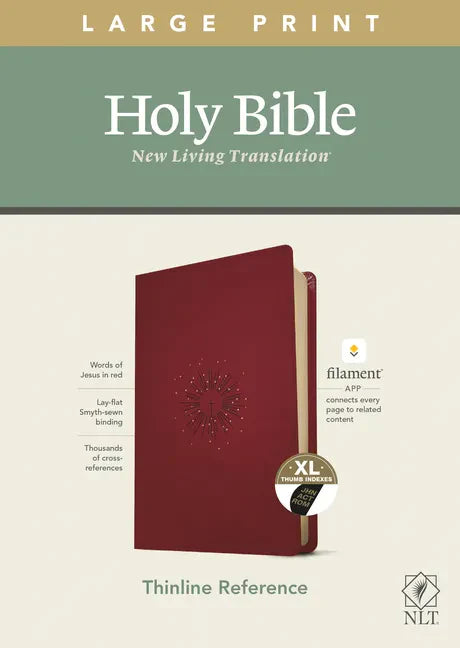 NLT Large Print Thinline Reference Bible, Filament Enabled Edition (Red Letter, Leatherlike, Berry, Indexed) - Imitation Leather