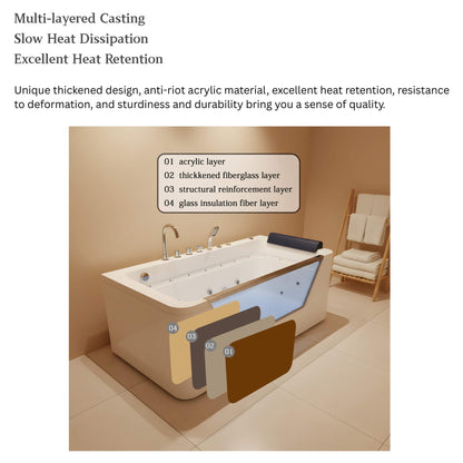 Nuvia Veloria 67-Inch 7-Jets Hydrotherapy Whirlpool Bathtub With Glass Panel (SAK25480)