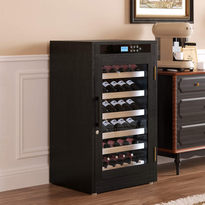 Nuvia 69-Bottle 7.6 Cu.Ft Freestanding Smart Wooden Wine Cooler With LED Touch Display (SAK24861)