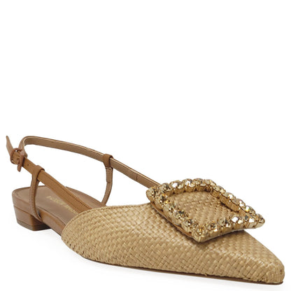 Beige Sling Back Flat