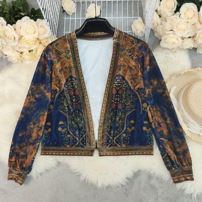 Women’s Retro Bohemian Print Cardigan – Long Sleeve Loose Coat
