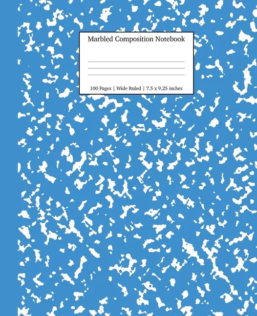 Marbled Composition Notebook: Blue Marble Wide Ruled Paper Subject Book - Paperback