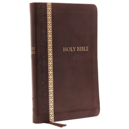 KJV, Thinline Bible, Standard Print, Imitation Leather, Brown, Indexed, Red Letter Edition, Comfort Print - Imitation Leather
