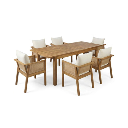 Alora 7-Piece Acacia Wood Outdoor Dining Set With Cushions And Table (SAK14657)