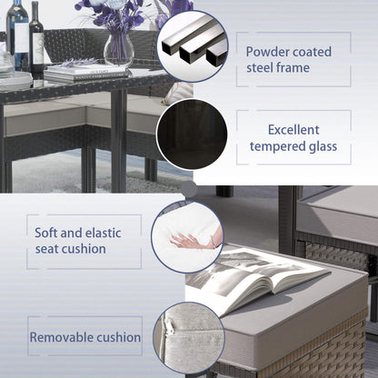 Alora 7-Piece Modern Outdoor Patio Furniture Set With Waterproof Cushions & Glass Table (SAK55673)