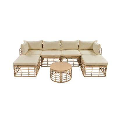 Alora 7-Piece Outdoor All-Weather Rattan Patio Sofa Set With Cushions (SAK47230)
