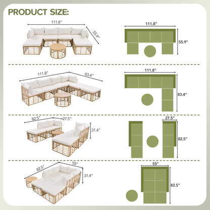 Alora 7-Piece Outdoor All-Weather Rattan Patio Sofa Set With Cushions (SAK47230)