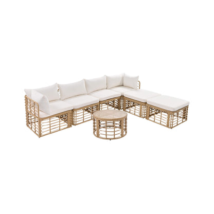 Alora 7-Piece Outdoor All-Weather Rattan Patio Sofa Set With Cushions (SAK47230)