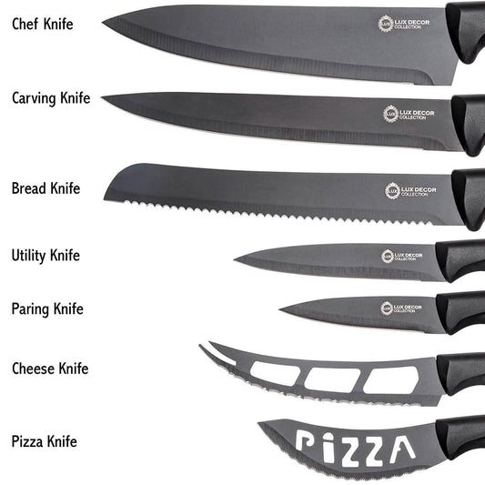 7-Piece Set: Chef Knife, Bread, Carving, Utility, Pairing, Cheese, Pizza