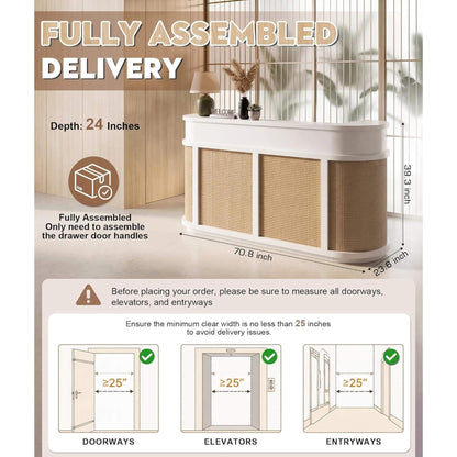 Velmor 70-Inch Modern Wooden Reception Desk With Lockable Drawers (SAK26148)