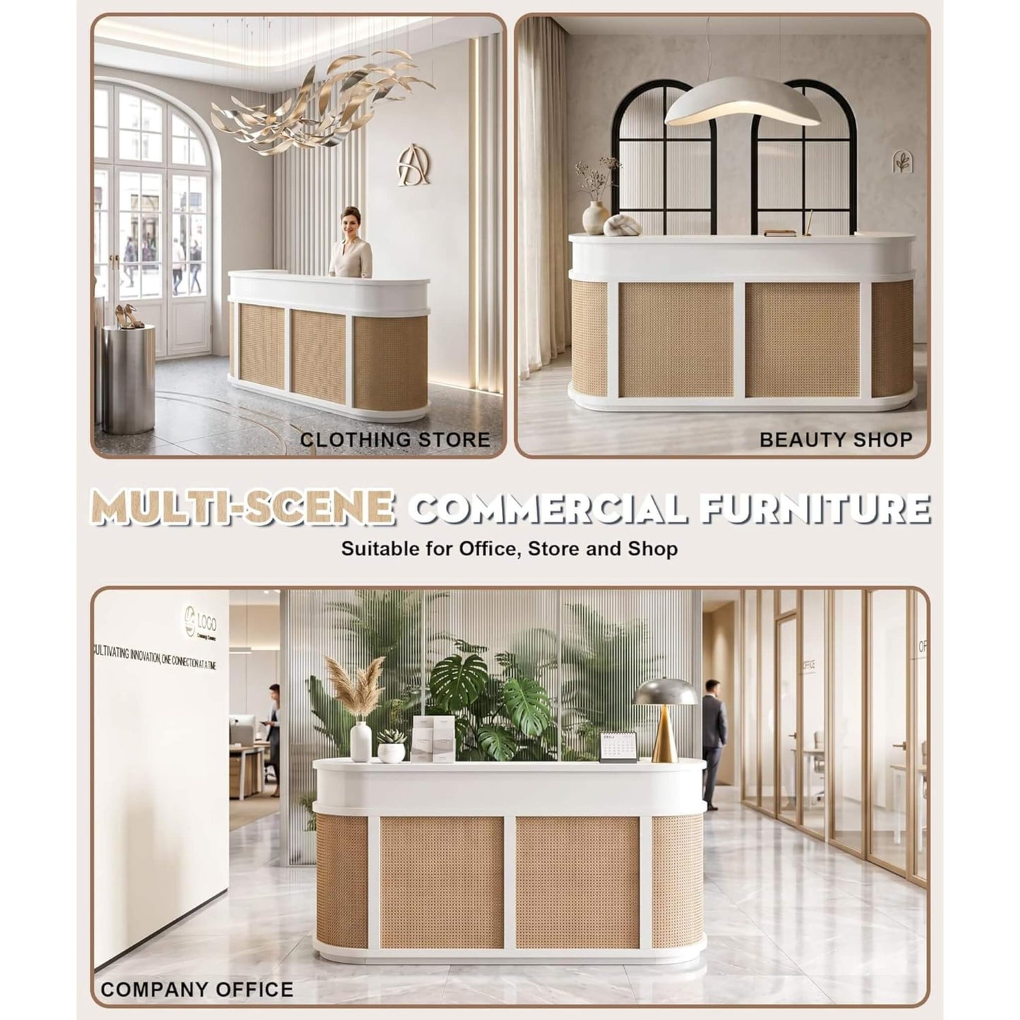 Velmor 70-Inch Modern Wooden Reception Desk With Lockable Drawers (SAK26148)