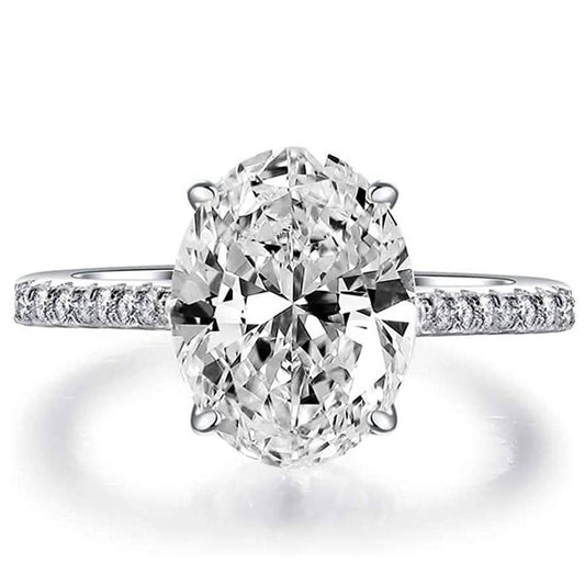7.00 CTTW Oval Cut Engagement Ring in White Gold