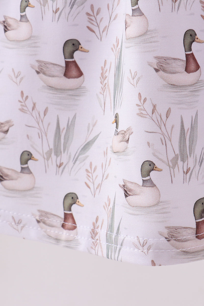 Premium green mallard print bamboo dress