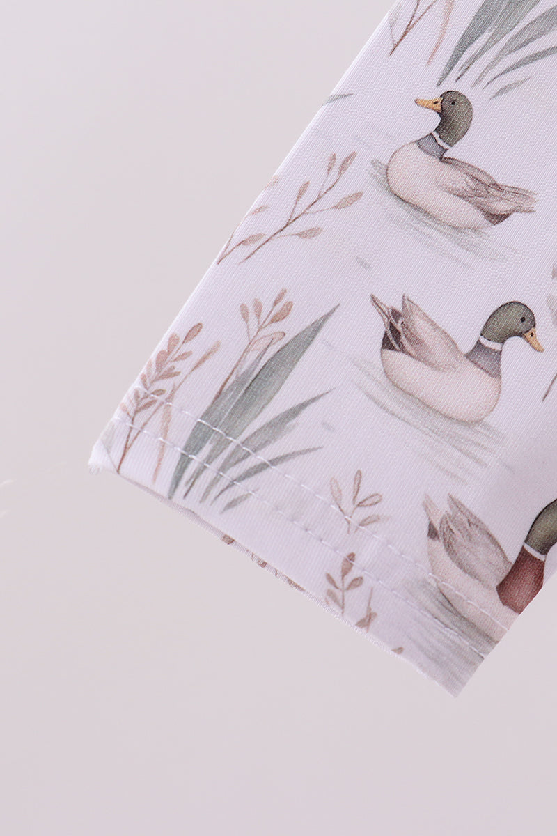 Premium green mallard print bamboo dress