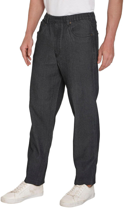 Men's Lightweight Casual Elastic Waist Pull-On Jeans – Denim & Twill Pants with Easy Fit