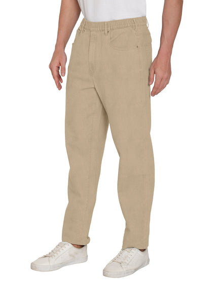 Men's Lightweight Casual Elastic Waist Pull-On Jeans – Denim & Twill Pants with Easy Fit