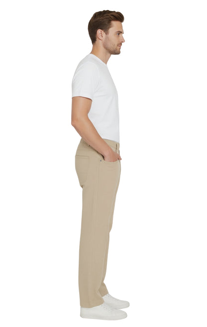Men's Lightweight Casual Elastic Waist Pull-On Jeans – Denim & Twill Pants with Easy Fit