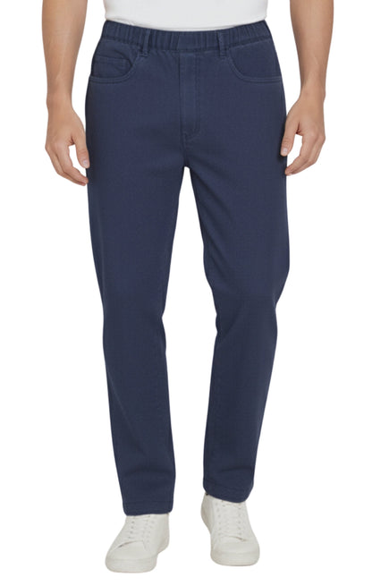 Men's Lightweight Casual Elastic Waist Pull-On Jeans – Denim & Twill Pants with Easy Fit