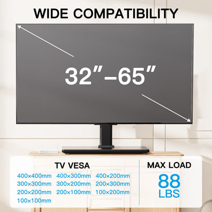 Universal Swivel TV Stand Table Top 32-65 inch TV Height Adjustable Heavy Duty