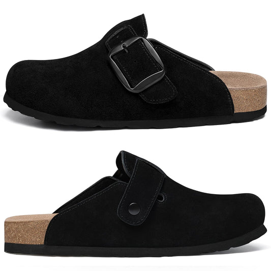 KIDMI Genuine Suede Clogs for Women Memory Foam Black Size 5.5-6 (36)