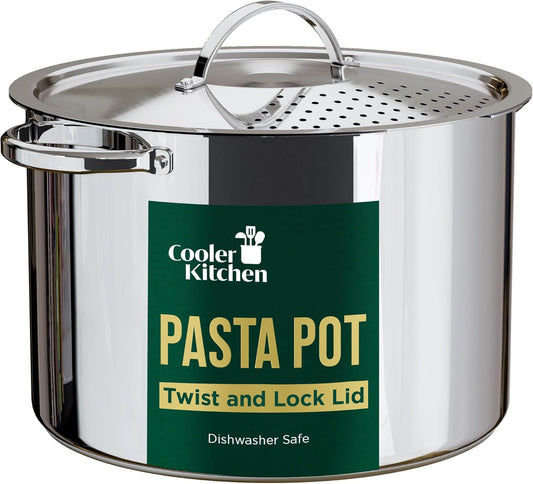 Stainless Steel Pasta Pot with Strainer Lid (5.5 Qt)