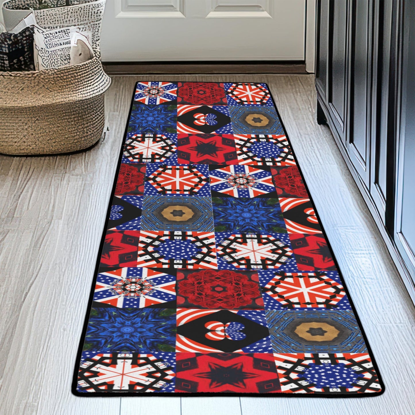4th of July Blocks Area Rug with Black Binding (Made in USA)