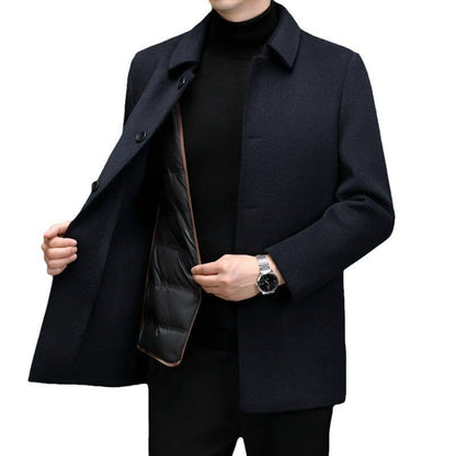 Detachable-lining Casual Wool Coat