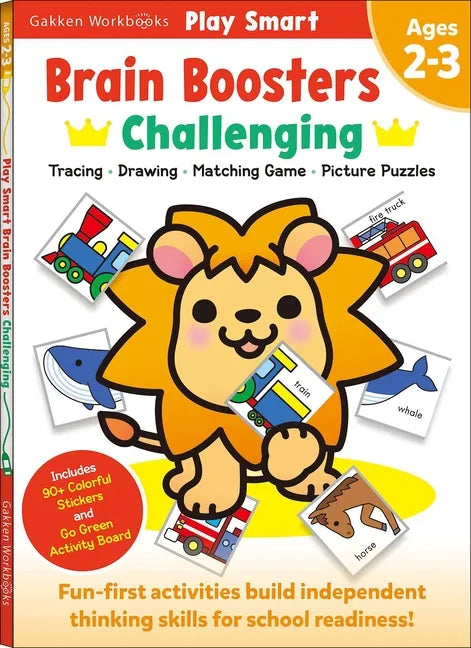 Play Smart Brain Boosters: Challenging - Age 2-3: Pre-K Activity Workbook: Boost Independent Thinking Skills: Tracing, Coloring, Shapes, Cutting, Draw - Paperback