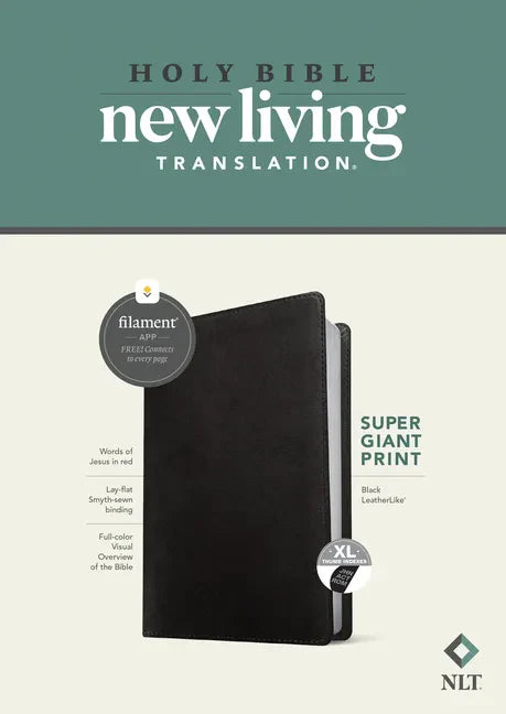 NLT Super Giant Print Bible, Filament Enabled (Leatherlike, Black, Indexed, Red Letter) - Imitation Leather