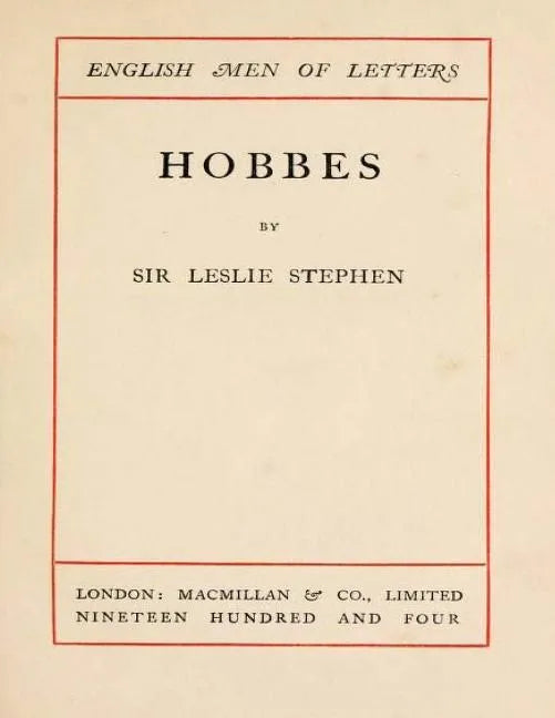 Hobbes (1904) by Leslie Stephen - Paperback