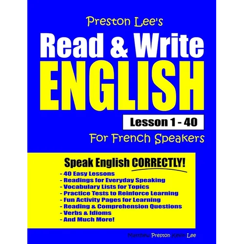 Preston Lee's Read & Write English Lesson 1 - 40 For French Speakers - Paperback