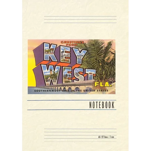 Vintage Lined Notebook Greetings from Key West, Florida - Paperback