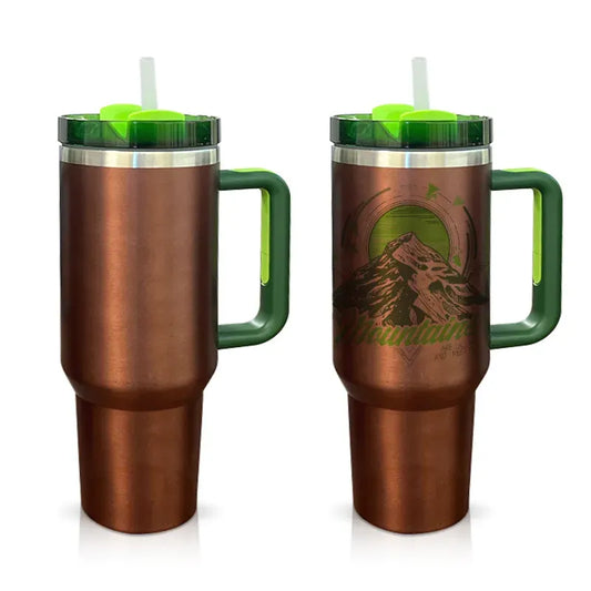 40oz Sublimation Rose Gold Watermelon Tumbler w/ Handle stainless