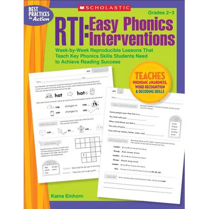 Rti: Easy Phonics Interventions: Week-By-Week Reproducible Lessons That Teach Key Phonics Skills Students Need to Achieve Reading Success - Paperback