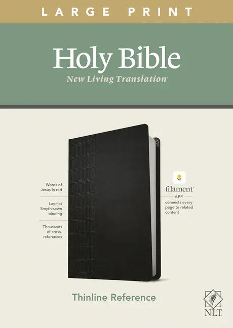 NLT Large Print Thinline Reference Bible, Filament Enabled Edition (Red Letter, Leatherlike, Black) - Imitation Leather
