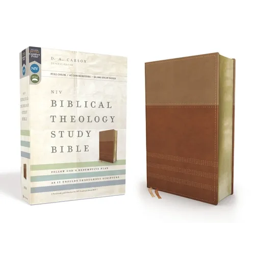 NIV, Biblical Theology Study Bible, Imitation Leather, Tan/Brown, Indexed, Comfort Print: Follow God's Redemptive Plan as It Unfolds Throughout Script - Imitation Leather