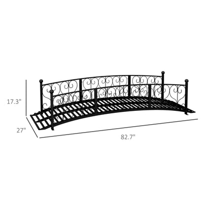 Alora 7FT Decorative Metal Arch Footbridge Garden Bridge With Safety Siderails (SAK53829)