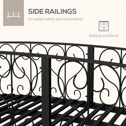 Alora 7FT Decorative Metal Arch Footbridge Garden Bridge With Safety Siderails (SAK53829)