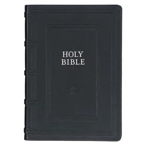 KJV Study Bible, Standard King James Version Holy Bible, Thumb Tabs, Ribbons, Faux Leather, Black Debossed - Leather