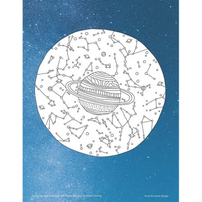 Galaxy Sky Map Notebook with Flower Margins for Adult Coloring - Paperback