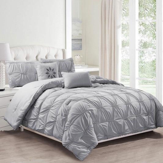 8-Piece Set: Solid Ruching Pintucked Oversized Comforter Set