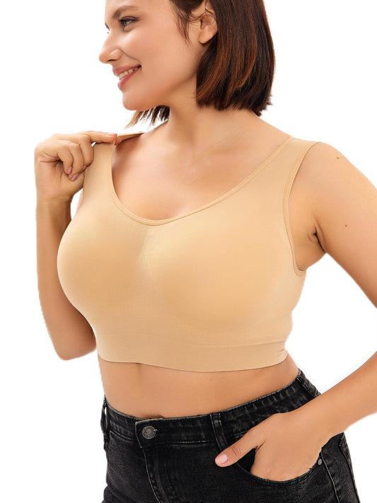 FRAUTAG Womens Seamless Wireless Sports Bra Nude Size XX-Large