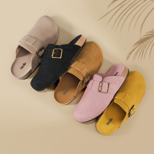 Stelle Suede Clogs for Women Men Potato Shoes with Arch Support Leather Cork Footbed Mules Slip on Home Slippers