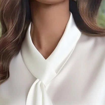 Women's Ribbon Detail Blouse, Lightweight Business Casual Shirt