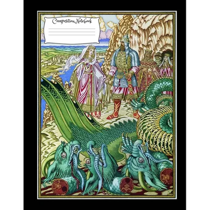 Dragon Composition Notebook: 8.5 x 11 Vintage fantasy art cover composition notebook / Journal 150 lined college ruled pages, dragon medieval softc - Paperback